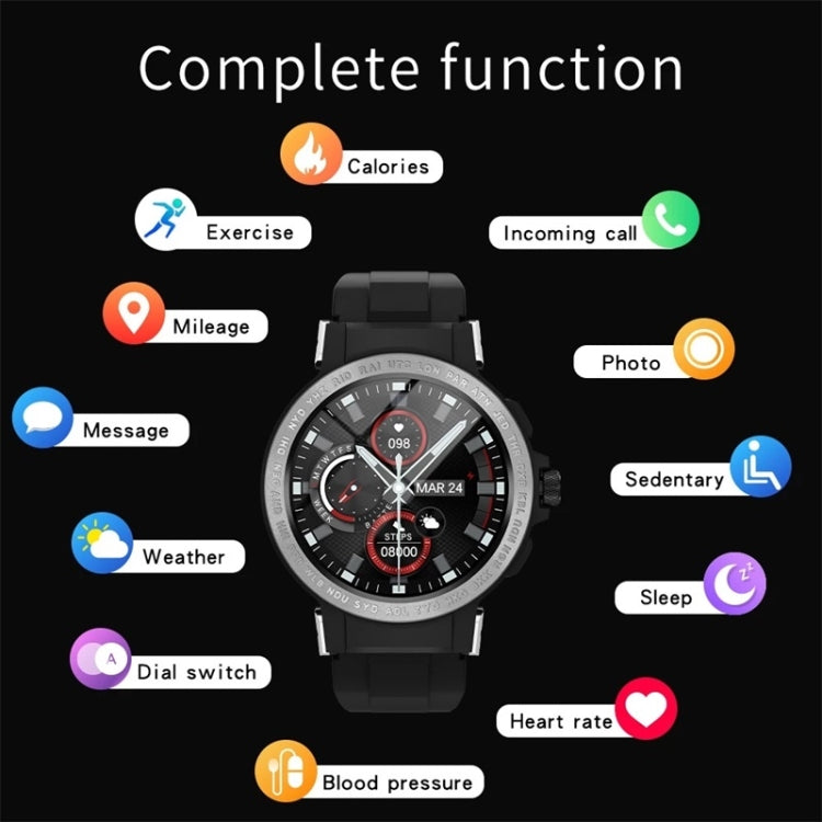 E19 1.28 inch Color Screen Smart Watch, IP68 Waterproof,Support Heart Rate Monitoring/Blood Pressure Monitoring/Blood Oxygen Monitoring/Sleep Monitoring(Silver) - Smart Wear by buy2fix | Online Shopping UK | buy2fix