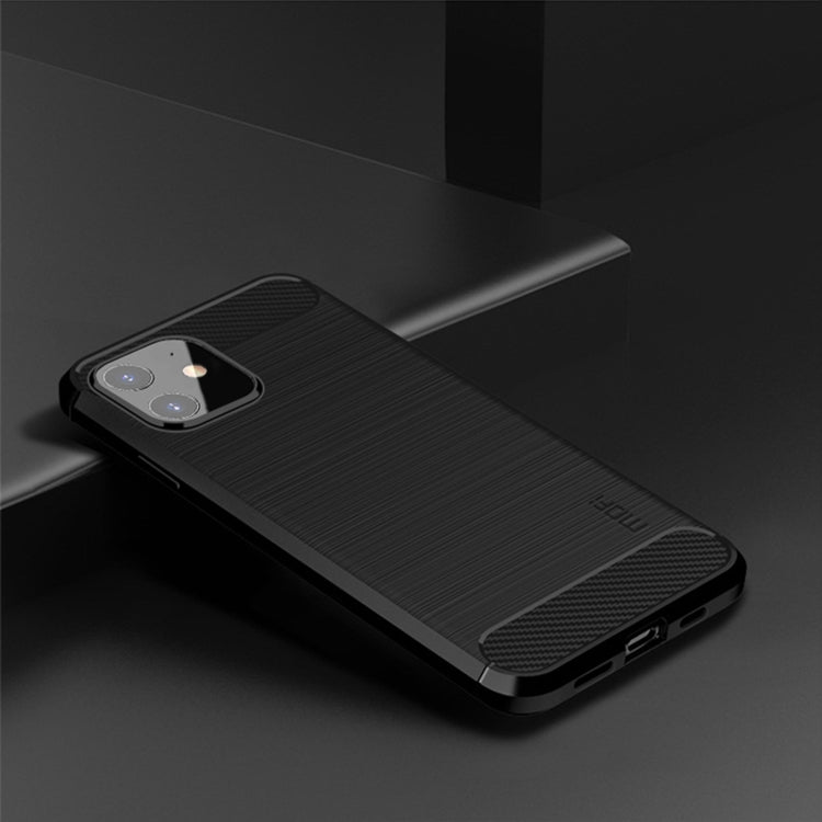 For iPhone 12 mini MOF Gentleness Series Brushed Texture Carbon Fiber Soft TPU Case (Black) - iPhone 12 mini Cases by MOFI | Online Shopping UK | buy2fix