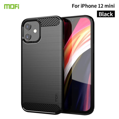 For iPhone 12 mini MOF Gentleness Series Brushed Texture Carbon Fiber Soft TPU Case (Black) - iPhone 12 mini Cases by MOFI | Online Shopping UK | buy2fix