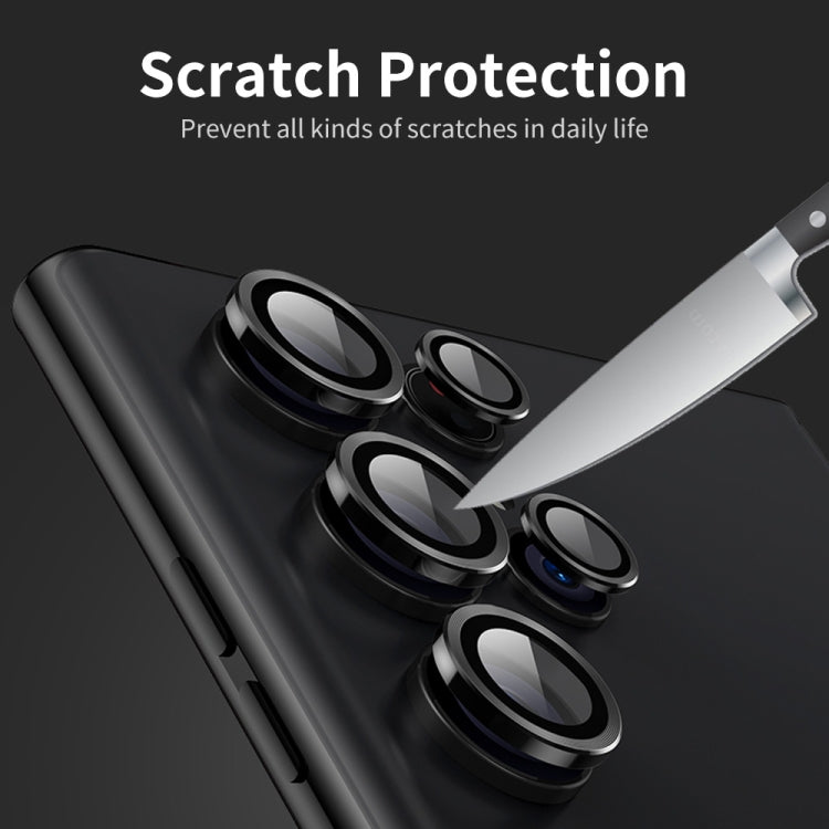 For Samsung Galaxy S22 Ultra 5G ENKAY Aluminium Alloy + Tempered Glass Camera Lens Cover(Black) - Samsung Accessories by ENKAY | Online Shopping UK | buy2fix