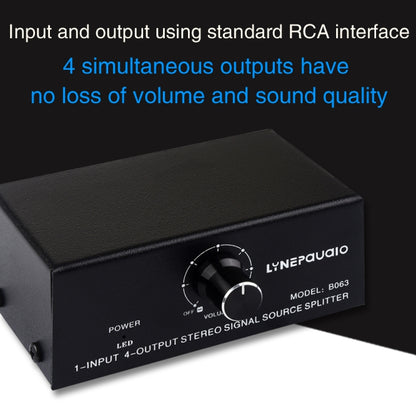 1 In 4 Out Audio Frequency Signal Distribute Device Non Consumption Output RCA Interface - Consumer Electronics by buy2fix | Online Shopping UK | buy2fix