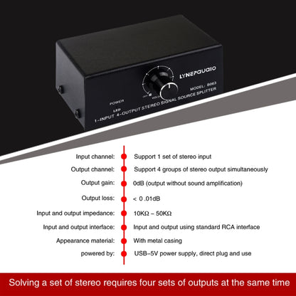 1 In 4 Out Audio Frequency Signal Distribute Device Non Consumption Output RCA Interface - Consumer Electronics by buy2fix | Online Shopping UK | buy2fix