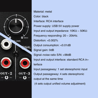 1 In 4 Out Audio Frequency Signal Distribute Device Non Consumption Output RCA Interface - Consumer Electronics by buy2fix | Online Shopping UK | buy2fix