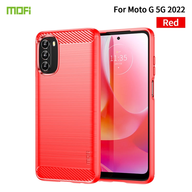 For Motorola Moto G 5G 2022 MOFI Gentleness Series Brushed Texture Carbon Fiber TPU Phone Case(Red) - Motorola Cases by MOFI | Online Shopping UK | buy2fix