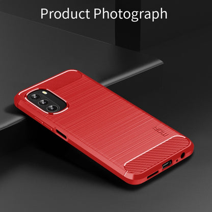 For Motorola Moto G 5G 2022 MOFI Gentleness Series Brushed Texture Carbon Fiber TPU Phone Case(Red) - Motorola Cases by MOFI | Online Shopping UK | buy2fix