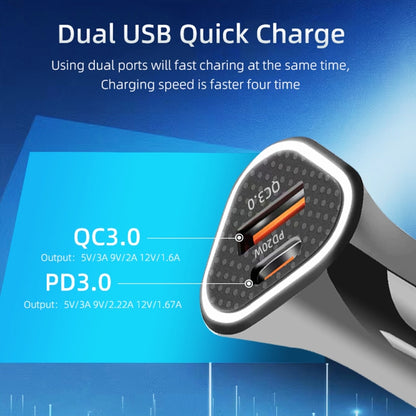 TE-P23 38W PD 20W USB-C / Type-C + QC3. 0 USB Triangle Car Charger + USB to Micro USB Data Cable, Length: 1m(White) - In Car by buy2fix | Online Shopping UK | buy2fix