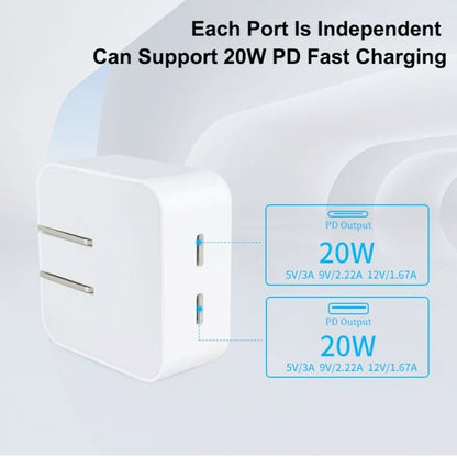 SDC-40W Dual PD USB-C / Type-C Charger for iPhone / iPad Series, UK Plug - Apple Accessories by buy2fix | Online Shopping UK | buy2fix