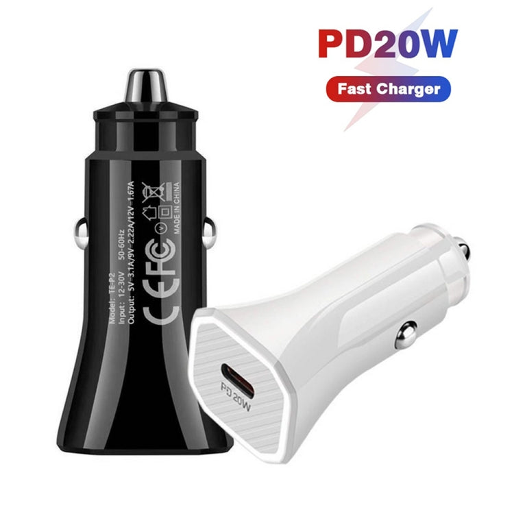 TE-P2 PD20W USB-C / Type-C Car Charger with Type-C to Type-C Data Cable(Black) - Car Charger by buy2fix | Online Shopping UK | buy2fix