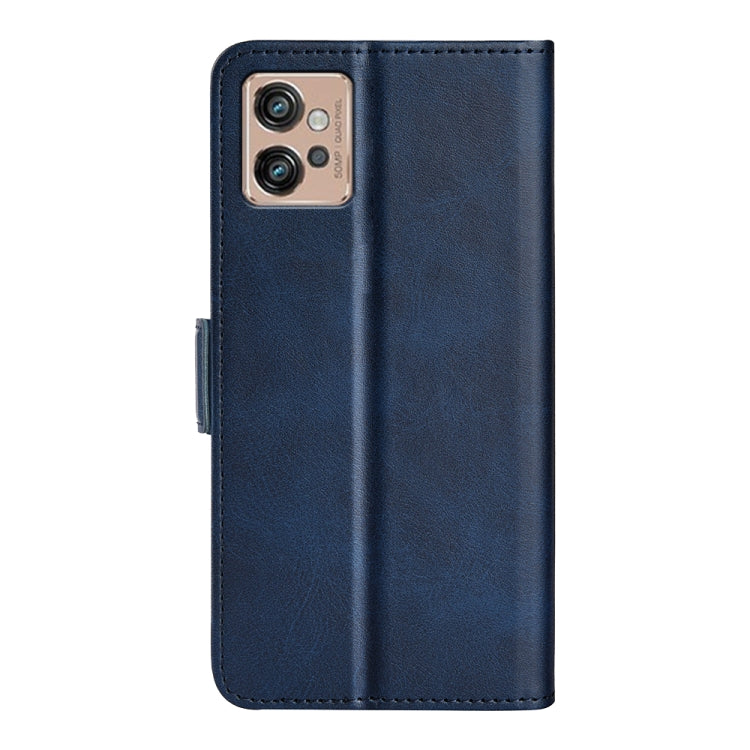 For Motorola Moto G32 Dual-side Magnetic Buckle Leather Phone Case(Dark Blue) - Motorola Cases by buy2fix | Online Shopping UK | buy2fix