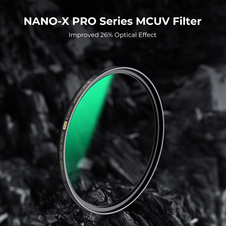 K&F CONCEPT KF01.1985 82mm Nano-X PRO Series MCUV Filter HD Ultra-Thin Copper Frame 36-Layer Coatings Anti-Reflection Green Film - Camera Accessories by K&F | Online Shopping UK | buy2fix