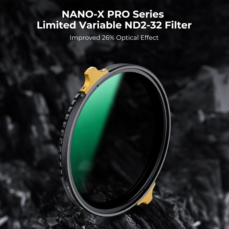 K&F CONCEPT KF01.1999 82mm Nano-X PRO Series ND2-ND32 Filter HD Ultra-Thin Copper Frame 36-Layer Coating Anti-Reflection Green Film - Camera Accessories by K&F | Online Shopping UK | buy2fix