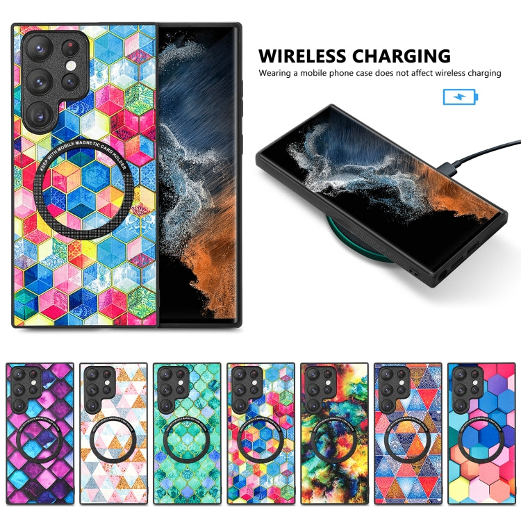 For Samsung Galaxy S23 Ultra 5G Colored Drawing Leather Back Cover Magsafe Phone Case(Colorful Cube) - Galaxy S23 Ultra 5G Cases by buy2fix | Online Shopping UK | buy2fix