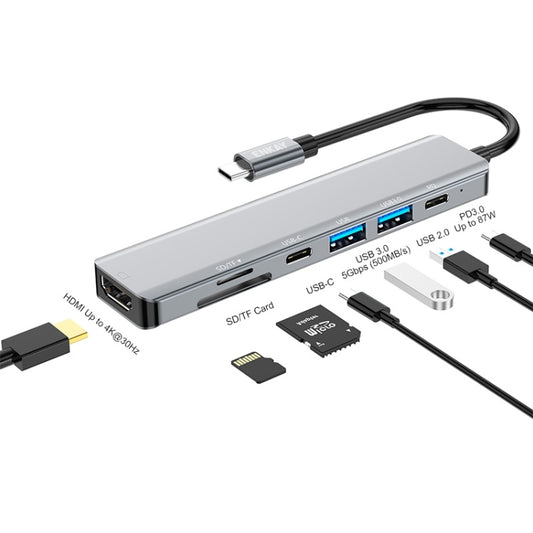 ENKAY Hat-Prince 7 in 1 Type-C to 4K HDMI Docking Station Adapter PD Quick Charge Hub - Computer & Networking by ENKAY | Online Shopping UK | buy2fix