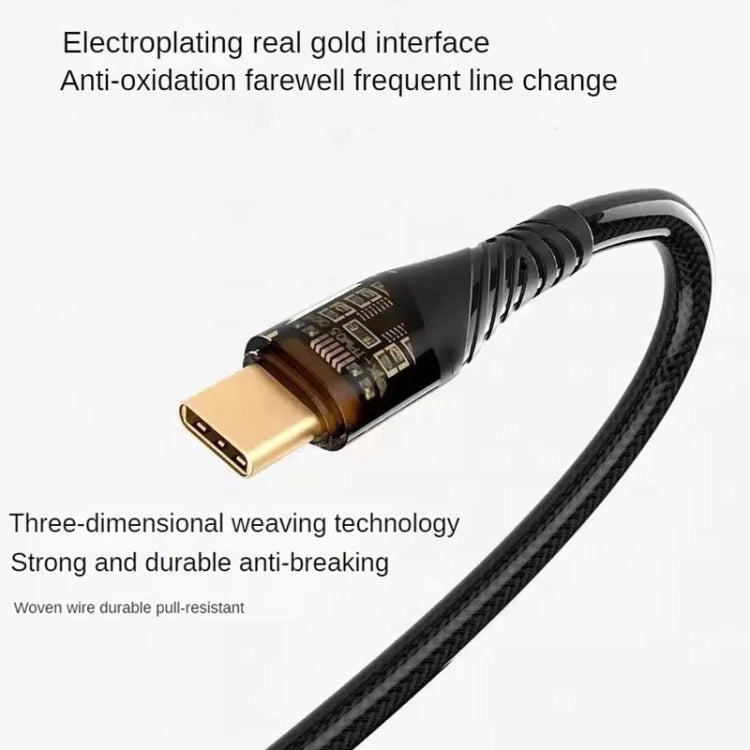 4A USB to Type-C Transparent Fast Charging Data Cable, Length: 1m(Orange) -  by buy2fix | Online Shopping UK | buy2fix