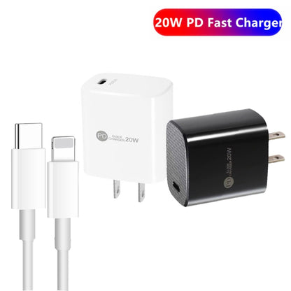 PD11 Single PD3.0 USB-C / Type-C 20W Fast Charger with 1m Type-C to 8 Pin Data Cable, US Plug(White) - USB Charger by buy2fix | Online Shopping UK | buy2fix