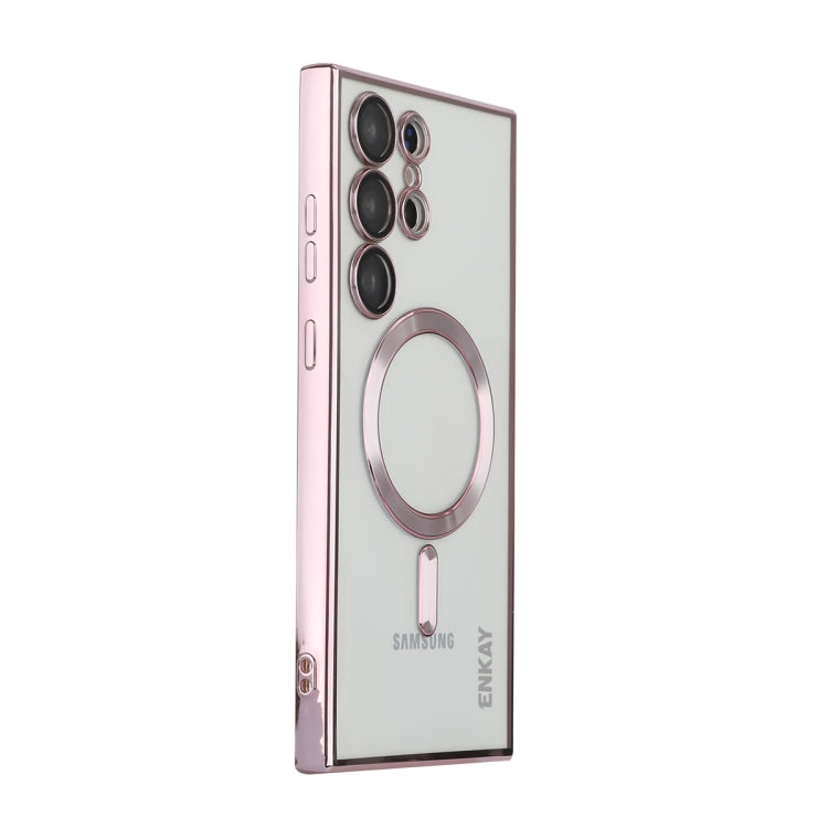 For Samsung Galaxy S23 Ultra 5G ENKAY Electroplated MagSafe Shockproof TPU Phone Case with Lens Film(Pink) - Galaxy S23 Ultra 5G Cases by ENKAY | Online Shopping UK | buy2fix