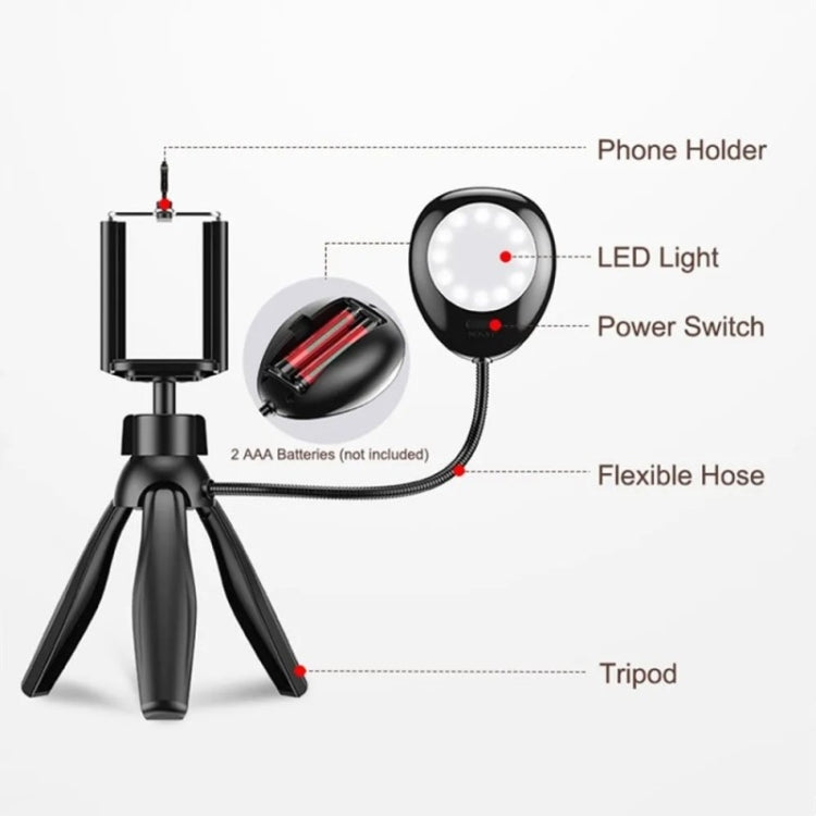 XWJ-S1 Desktop Cell Phone Holder Tripod with LED Lights - Consumer Electronics by buy2fix | Online Shopping UK | buy2fix