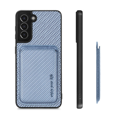 For Samsung Galaxy S21 5G Carbon Fiber Leather Card Magsafe Magnetic Phone Case(Blue) - Galaxy S21 5G Cases by buy2fix | Online Shopping UK | buy2fix