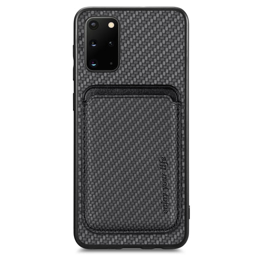 For Samsung Galaxy S20+ Carbon Fiber Leather Card Magsafe Magnetic Phone Case(Black) - Galaxy Phone Cases by buy2fix | Online Shopping UK | buy2fix