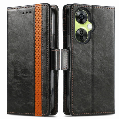For OnePlus Nord CE 3 Lite CaseNeo Splicing Dual Magnetic Buckle Leather Phone Case(Black) - OnePlus Cases by buy2fix | Online Shopping UK | buy2fix