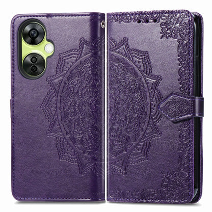 For OnePlus Nord CE 3 Lite Mandala Flower Embossed Leather Phone Case(Purple) - OnePlus Cases by buy2fix | Online Shopping UK | buy2fix