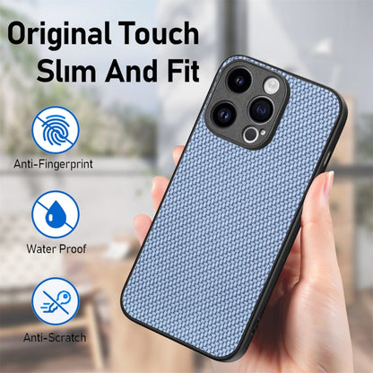 For iPhone 15 Pro Max Carbon Fiber Texture Leather Back Phone Case(Blue) - iPhone 15 Pro Max Cases by buy2fix | Online Shopping UK | buy2fix