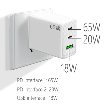 GaN PD65W Type-C x 2 + USB3.0 Laptop Adapter ,US Plug(White) - USB Charger by buy2fix | Online Shopping UK | buy2fix