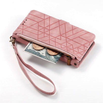 For Google Pixel 6 Pro Geometric Zipper Wallet Side Buckle Leather Phone Case(Pink) - Google Cases by buy2fix | Online Shopping UK | buy2fix