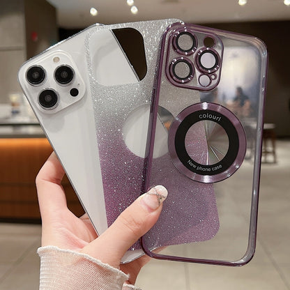 For iPhone 11 Pro MagSafe Gradient Glitter Electroplating TPU Phone Case(Purple) - iPhone 11 Pro Cases by buy2fix | Online Shopping UK | buy2fix