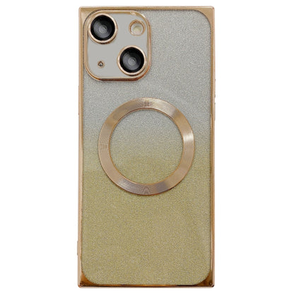 For iPhone 13 Square Gradient Magsafe Electroplating TPU Phone Case(Gold) - iPhone 13 Cases by buy2fix | Online Shopping UK | buy2fix