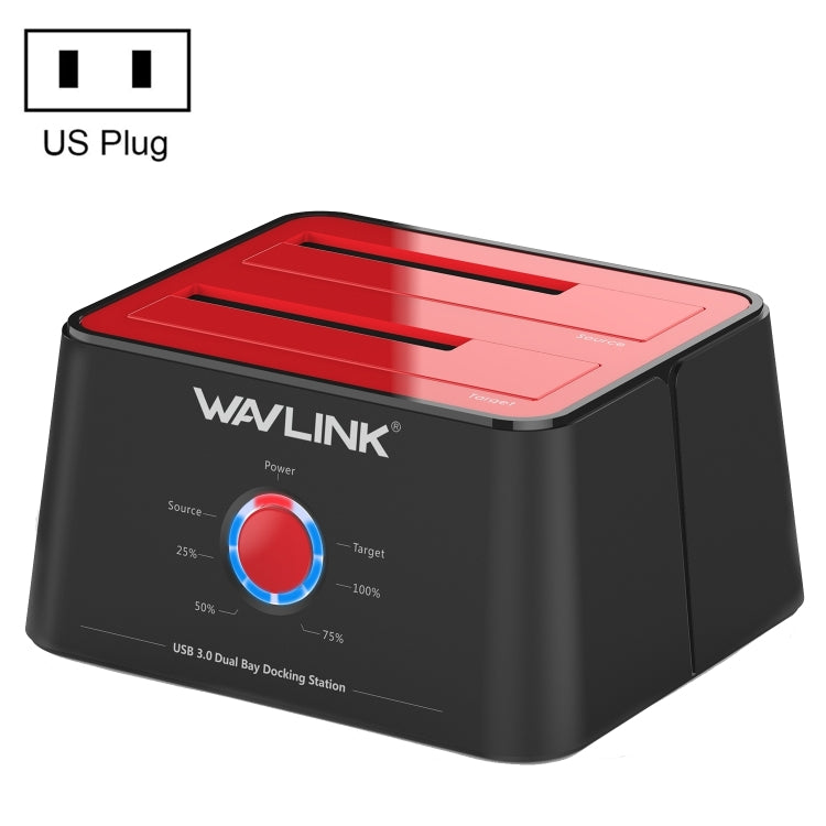 Wavlink ST334U SSD Dual Bay External Hard Drive Docking Station USB 3.0 to SATA I/II/III(US Plug) - External Hard Drives by WAVLINK | Online Shopping UK | buy2fix