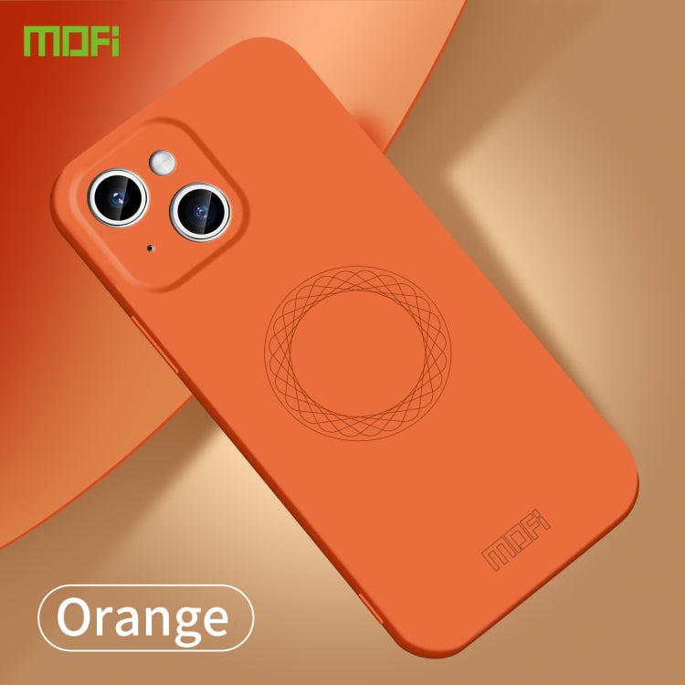 For iPhone 15 Plus MOFI Qin Series Magsafe Skin Feel All-inclusive Silicone Phone Case(Orange) - iPhone 15 Plus Cases by MOFI | Online Shopping UK | buy2fix