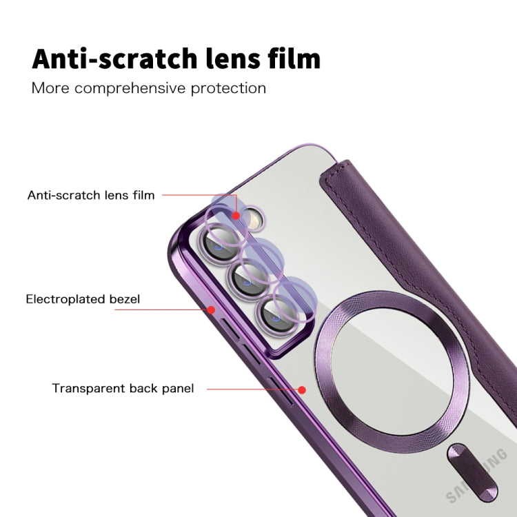 For Samsung Galaxy S22 5G MagSafe Magnetic RFID Anti-theft Leather Phone Case(Purple) - Galaxy S22+ 5G Cases by buy2fix | Online Shopping UK | buy2fix