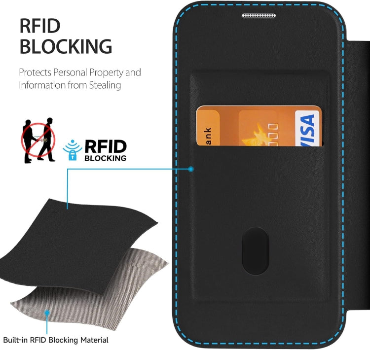 For iPhone XS MagSafe RFID Blocking Adsorption Flip Leather Phone Case(Black) - More iPhone Cases by buy2fix | Online Shopping UK | buy2fix