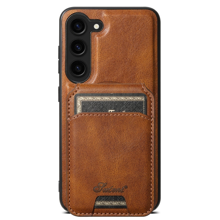 For Samsung Galaxy S23+ 5G Suteni H15 MagSafe Oil Eax Leather Detachable Wallet Back Phone Case(Brown) - Galaxy S23+ 5G Cases by Suteni | Online Shopping UK | buy2fix