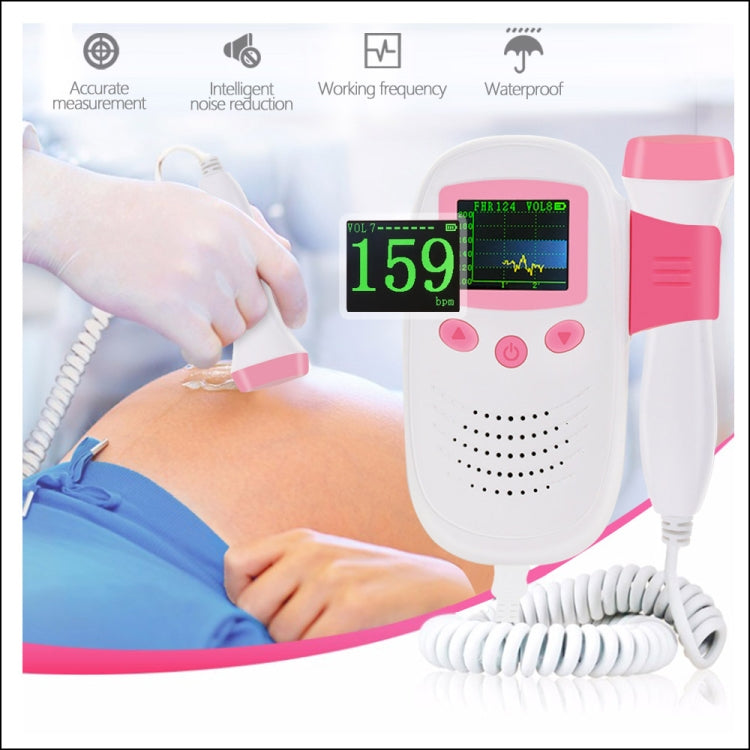 RZ-100S9 LED Fetal Doppler Ultrasound Sound Baby Heartbeat Detector Monitor Digital Prenatal Pocket Fetal Doppler Stethoscope - Heart Rate Monitoring by buy2fix | Online Shopping UK | buy2fix