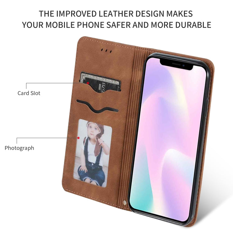 For iPhone 11 Retro Skin Feel Business Magnetic Horizontal Flip Leather Case (Brown) - iPhone 11 Cases by buy2fix | Online Shopping UK | buy2fix