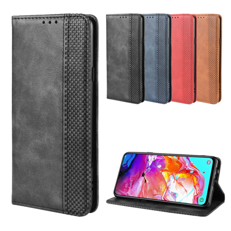 For Galaxy A20s  Magnetic Buckle Retro Crazy Horse Texture Horizontal Flip Leather Case  , with Holder & Card Slots & Photo Frame(Black) - Galaxy Phone Cases by buy2fix | Online Shopping UK | buy2fix