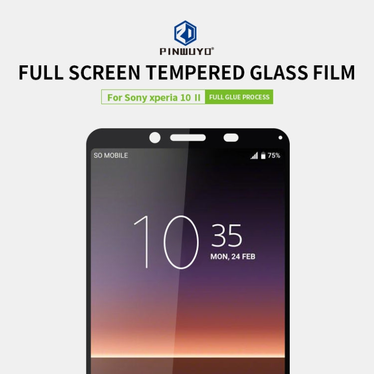 For Sony Xperia10 II PINWUYO 9H 2.5D Full Screen Tempered Glass Film(Black) - Sony Tempered Glass by PINWUYO | Online Shopping UK | buy2fix