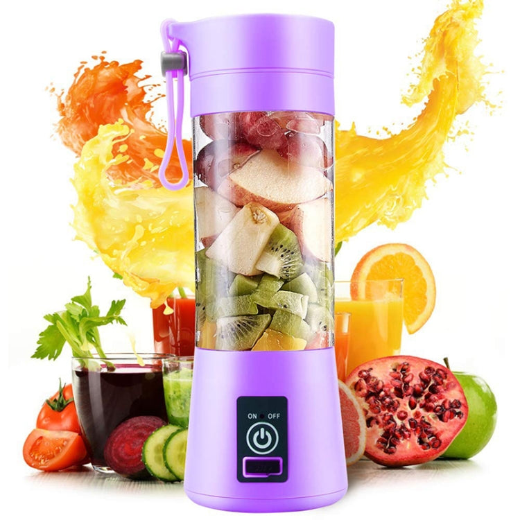 USB Rechargeable Electric Automatic Vegetable Fruit Citrus Orange Juice Maker Cup Mixer Bottle (380ML)(2 Blades Purple) - Home & Garden by buy2fix | Online Shopping UK | buy2fix