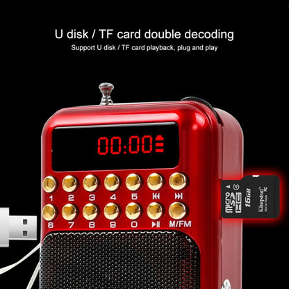 Portable Rechargeable FM Radio Receiver Speaker, Support USB / TF Card / Music MP3 Player(Red) - Radio Player by buy2fix | Online Shopping UK | buy2fix