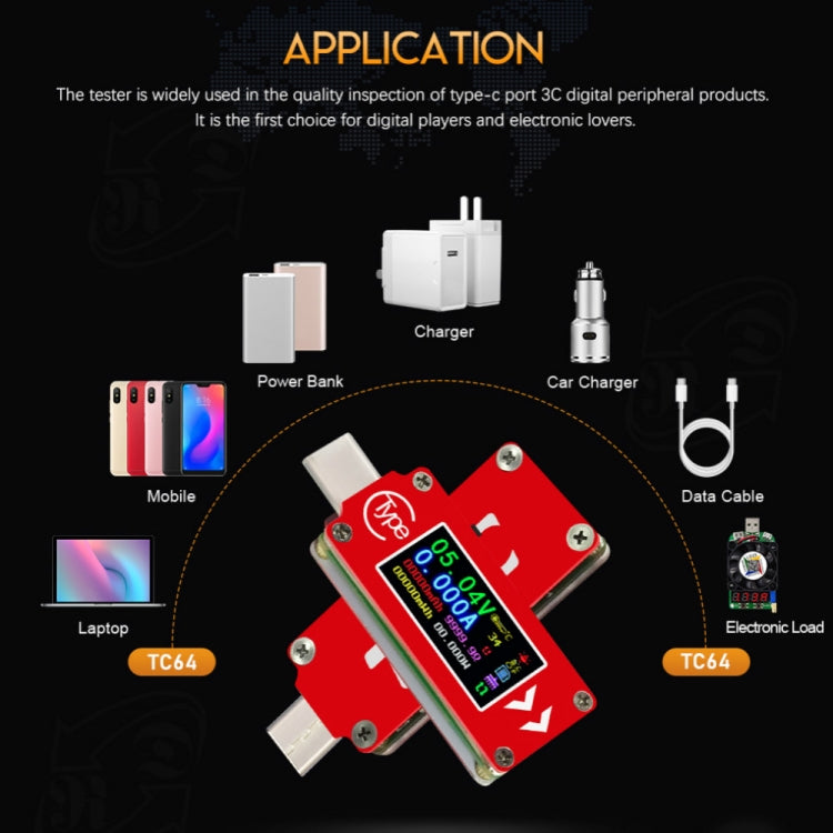 TC64 Color Ccreen PD Fast Charge Detection Type-C Voltage Current Meter Tester - Consumer Electronics by buy2fix | Online Shopping UK | buy2fix