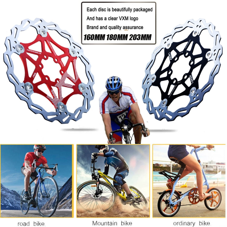 VXM Bicycle Mountain Bike Floating Brake Disc Brake 180mm(Red) - Outdoor & Sports by VXM | Online Shopping UK | buy2fix