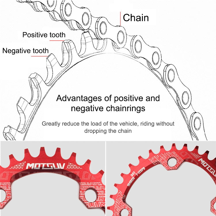 MOTSUV Narrow Wide Chainring MTB  Bicycle 104BCD Tooth Plate Parts(Red) - Bicycle Brake Parts by MOTSUV | Online Shopping UK | buy2fix