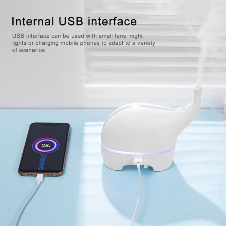 Mini Elephant Style 2.4MHz Ultrasound Household Air Purification USB Charging LED Light Humidifying Aromatherapy Purifier, Size:165x77.4x155 mm(White) - Home & Garden by buy2fix | Online Shopping UK | buy2fix