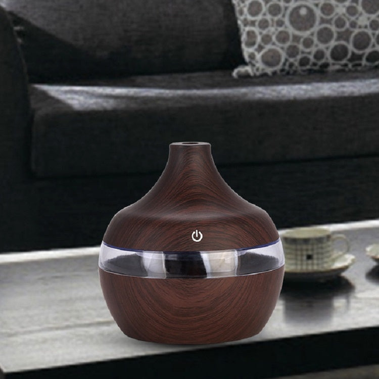 300ML Waterdrop Shape USB Wood Grain Aromatherapy Air Purifier Mute Humidifier, Color: Deep Wood Grain - Home & Garden by buy2fix | Online Shopping UK | buy2fix