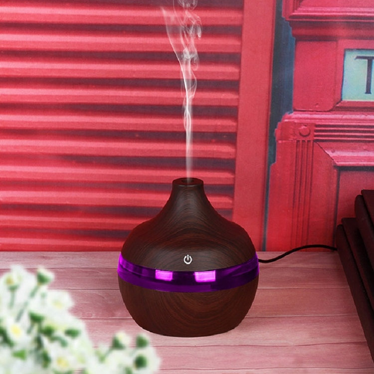 300ML Waterdrop Shape USB Wood Grain Aromatherapy Air Purifier Mute Humidifier, Color: Deep Wood Grain - Home & Garden by buy2fix | Online Shopping UK | buy2fix