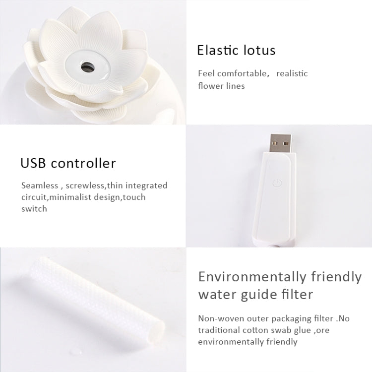 Lotus Ceramic Nano Spray Hydrating Aroma Humidifier Air Purifier(White Flower + White Body Ceramic) - Home & Garden by buy2fix | Online Shopping UK | buy2fix