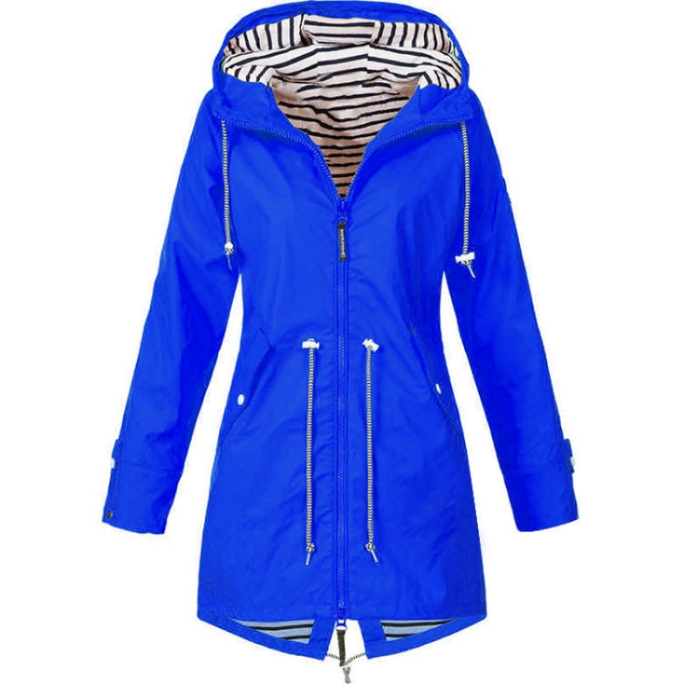 Women Waterproof Rain Jacket Hooded Raincoat, Size:L(Blue) - Hoodie by buy2fix | Online Shopping UK | buy2fix