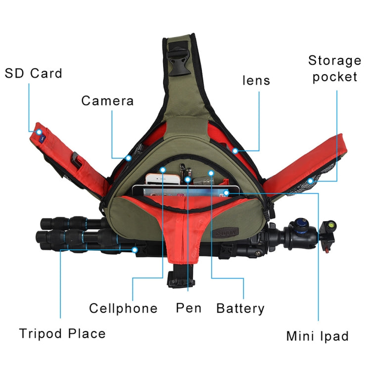 CADeN K1 DSLR Camera Shoulder Waterproof Bag with Rain Cover(Army Green) - Camera Accessories by CADeN | Online Shopping UK | buy2fix